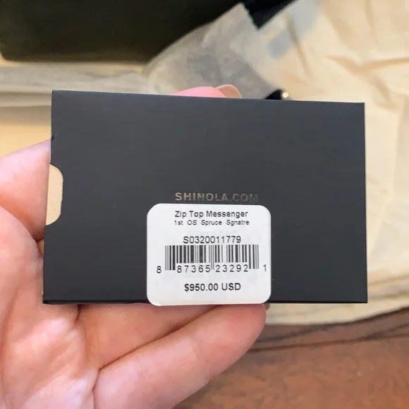 Shinola Top Zip Spruce Dark Green Leather Top Zip Messenger Bag - Picture 3 of 10